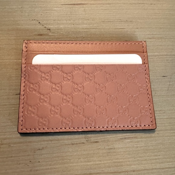 Authentic Gucci Pink Leather Microguccissima New Card Holder Case Wallet - Picture 1 of 7